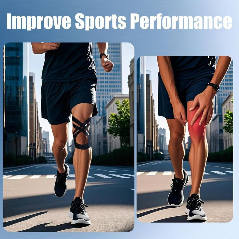 Precut Kinesiology Tape for Knees, 10 Pcs - Knee Support & Stability, Knee Pain Relief Athletic Tape - Waterproof & Elastic, Breathable Hypoallergenic Latex-Free Tape, Black Training Basketball