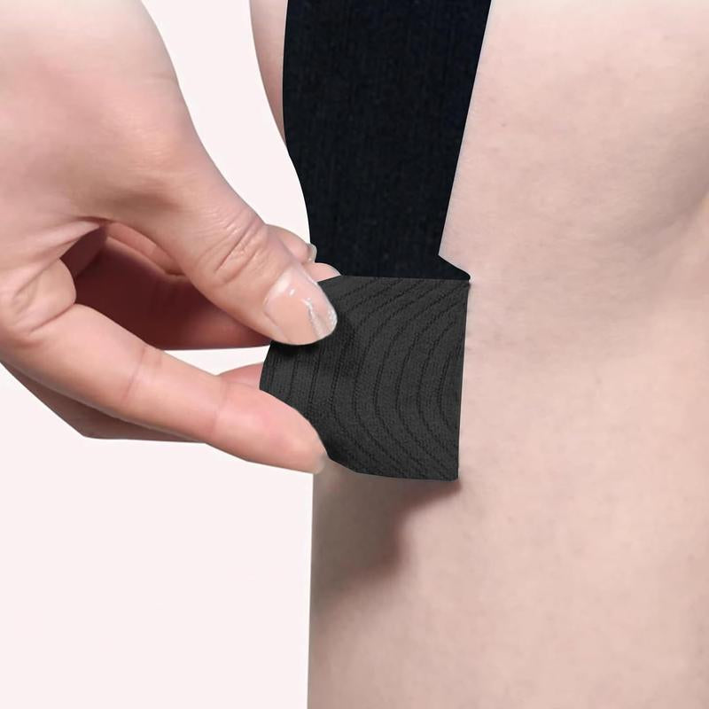 Precut Kinesiology Tape for Knees, 10 Pcs - Knee Support & Stability, Knee Pain Relief Athletic Tape - Waterproof & Elastic, Breathable Hypoallergenic Latex-Free Tape, Black Training Basketball
