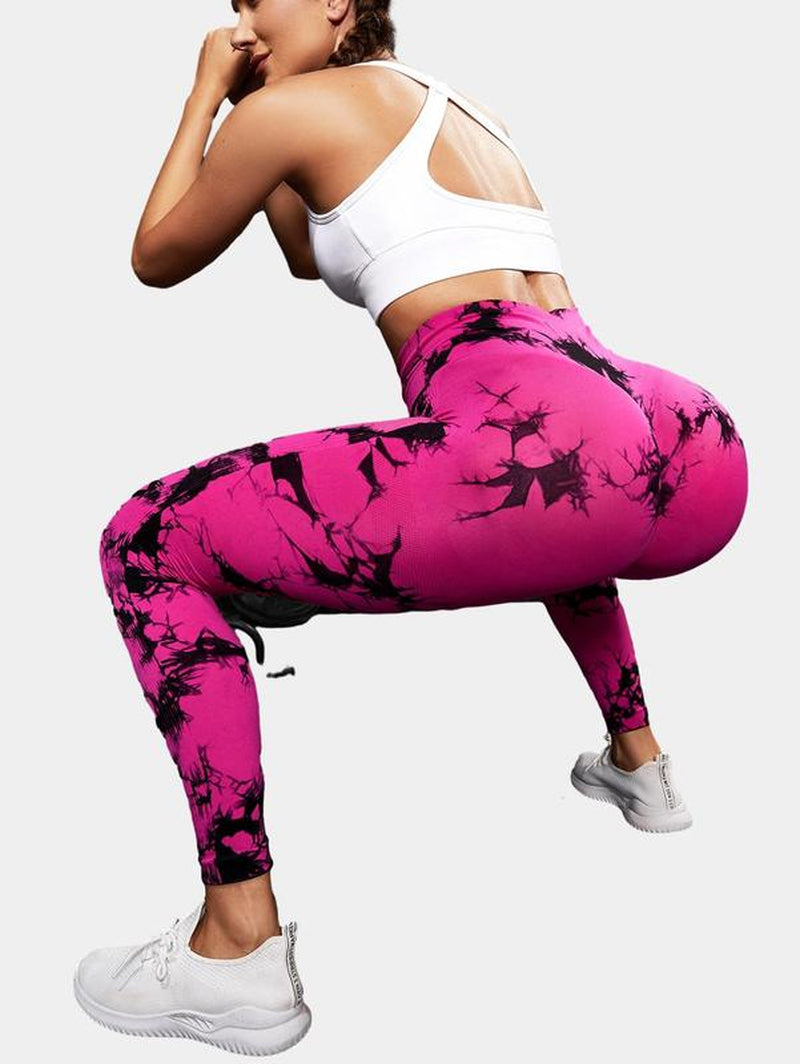 Women Workout Leggings Scrunch Butt High Waist Gym Yoga Pants Tights Tie Dye Yoga Legging