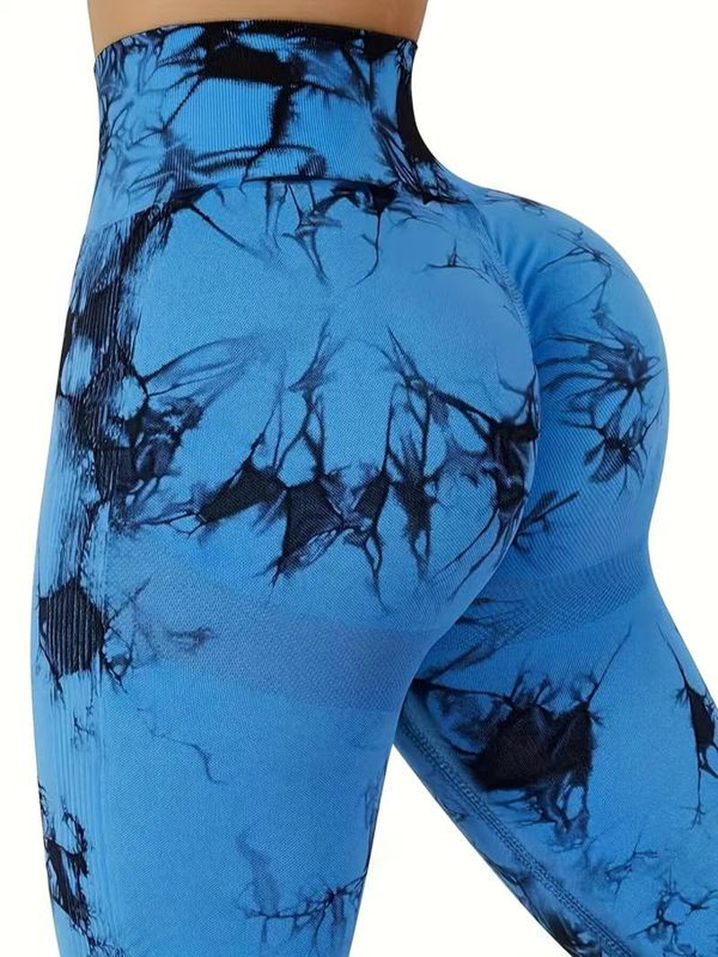 Women Workout Leggings Scrunch Butt High Waist Gym Yoga Pants Tights Tie Dye Yoga Legging
