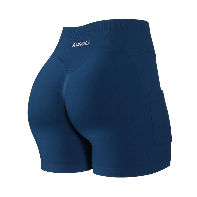 AUROLA Side Pockets Influence Shorts 4.5'' Squat Proof Seamless Workout Shorts for Women, Gym Running Yoga Shorts