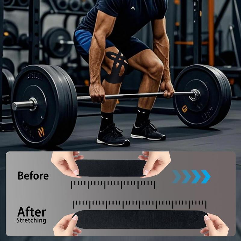 Precut Kinesiology Tape for Knees, 10 Pcs - Knee Support & Stability, Knee Pain Relief Athletic Tape - Waterproof & Elastic, Breathable Hypoallergenic Latex-Free Tape, Black Training Basketball