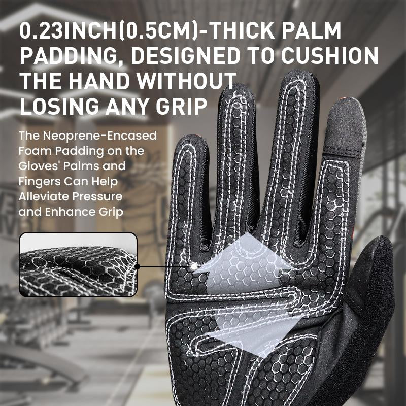Full Finger Workout Gloves Weight Lifting Touchscreen for Men Women with Padding, Full Hand Gym Exercise Gloves Male Female