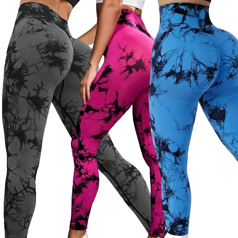Women Workout Leggings Scrunch Butt High Waist Gym Yoga Pants Tights Tie Dye Yoga Legging