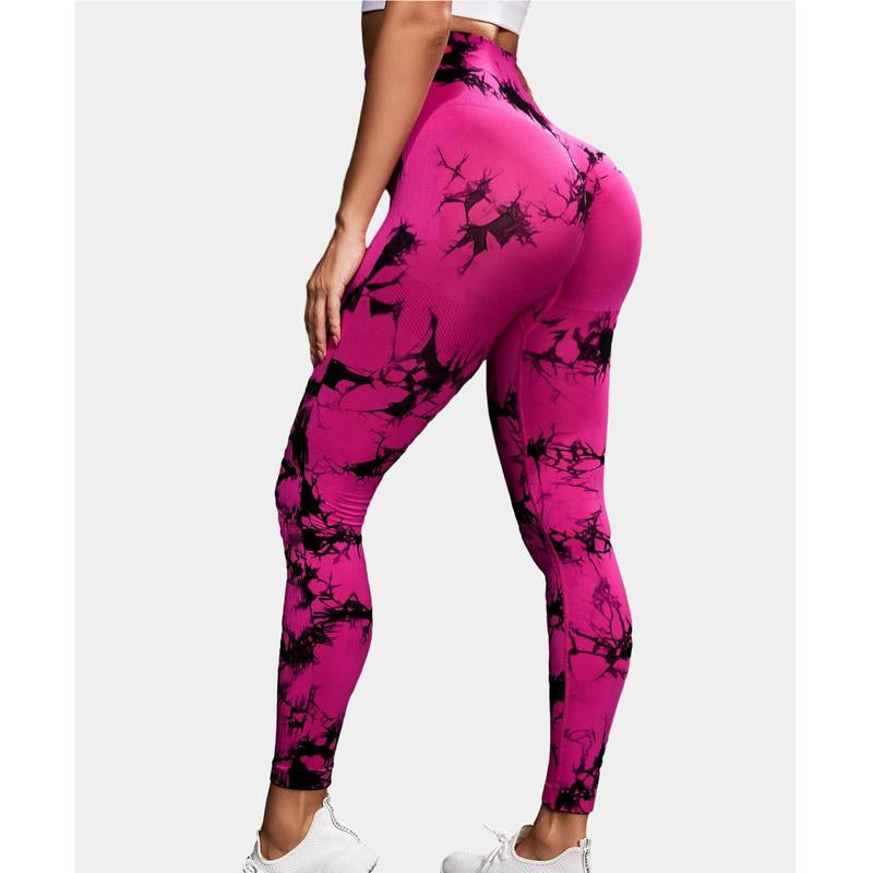 Women Workout Leggings Scrunch Butt High Waist Gym Yoga Pants Tights Tie Dye Yoga Legging