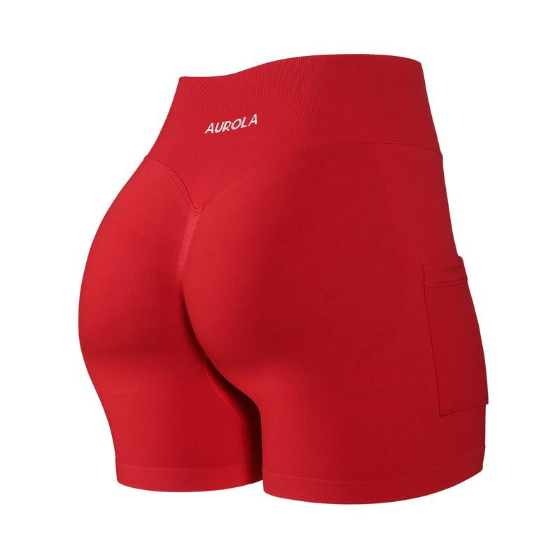 AUROLA Side Pockets Influence Shorts 4.5'' Squat Proof Seamless Workout Shorts for Women, Gym Running Yoga Shorts