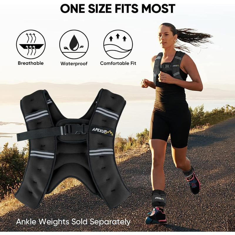 Weighted Vest Men 5Lbs/10Lbs/15Lbs/20Lbs/25Lbs/30Lbs Weights with Reflective Stripe, Weighted Vest for Women Workout Equipment for Strength Training Running