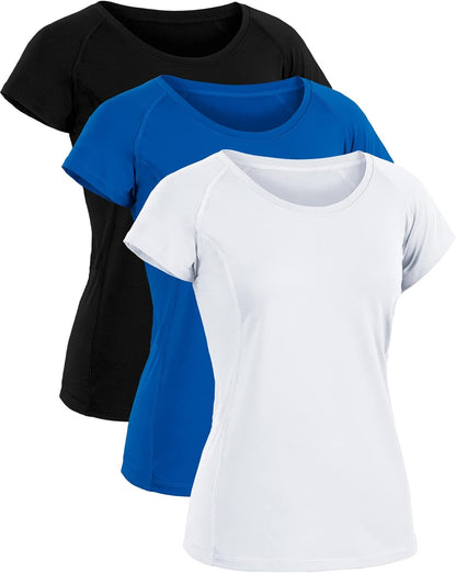 Women'S Workout Shirts for Running Yoga Tee Shirts Dry Fit Pack of 3