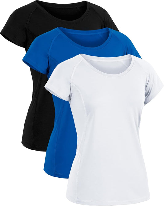 Women'S Workout Shirts for Running Yoga Tee Shirts Dry Fit Pack of 3