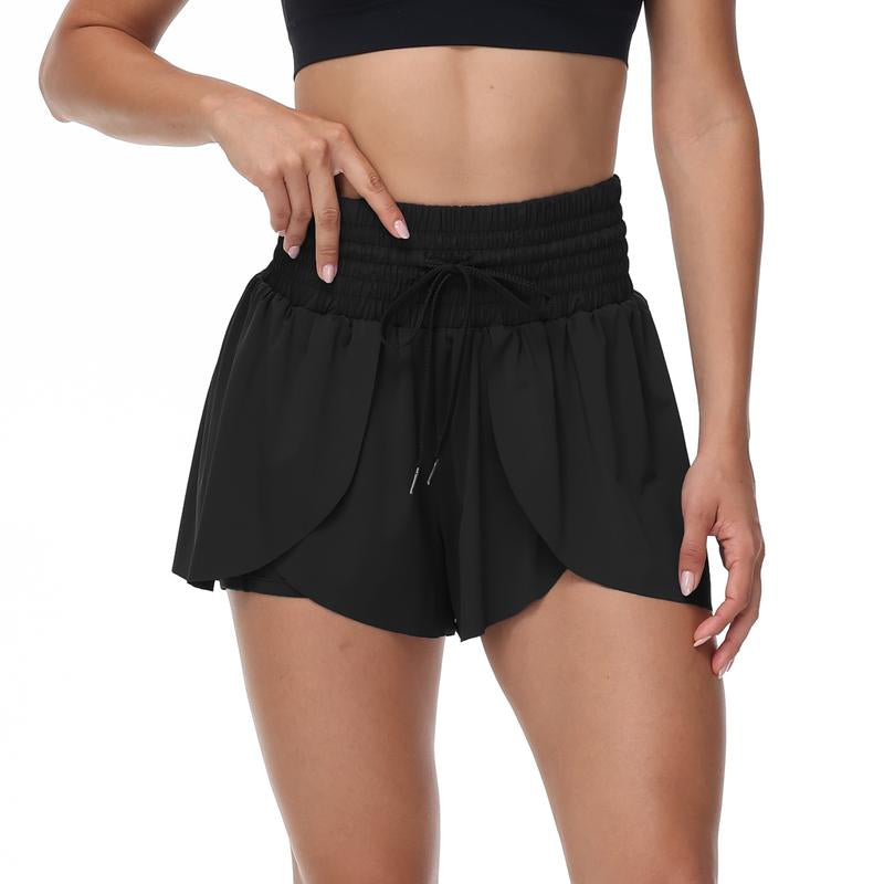 Elevate Your Summer Workout with High-Waisted Flowy Athletic Shorts - Stylish 2-in-1 Skort with Pockets and Adjustable Drawstring for Yoga, Running, Tennis, Golf, and Casual Outfits