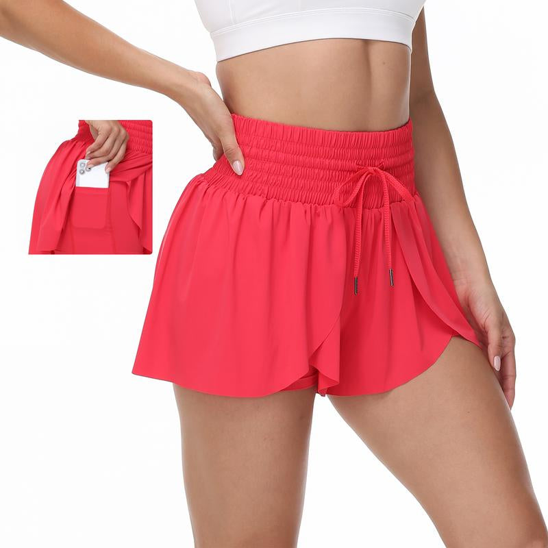 Elevate Your Summer Workout with High-Waisted Flowy Athletic Shorts - Stylish 2-in-1 Skort with Pockets and Adjustable Drawstring for Yoga, Running, Tennis, Golf, and Casual Outfits