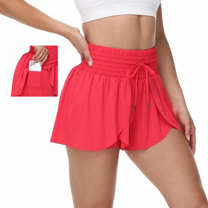 Elevate Your Summer Workout with High-Waisted Flowy Athletic Shorts - Stylish 2-in-1 Skort with Pockets and Adjustable Drawstring for Yoga, Running, Tennis, Golf, and Casual Outfits