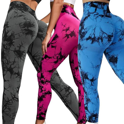 Women Workout Leggings Scrunch Butt High Waist Gym Yoga Pants Tights Tie Dye Yoga Legging