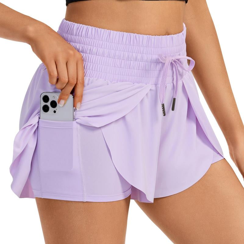 Elevate Your Summer Workout with High-Waisted Flowy Athletic Shorts - Stylish 2-in-1 Skort with Pockets and Adjustable Drawstring for Yoga, Running, Tennis, Golf, and Casual Outfits